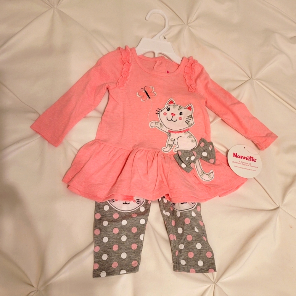 Pink & Grey 9 month Matching Set